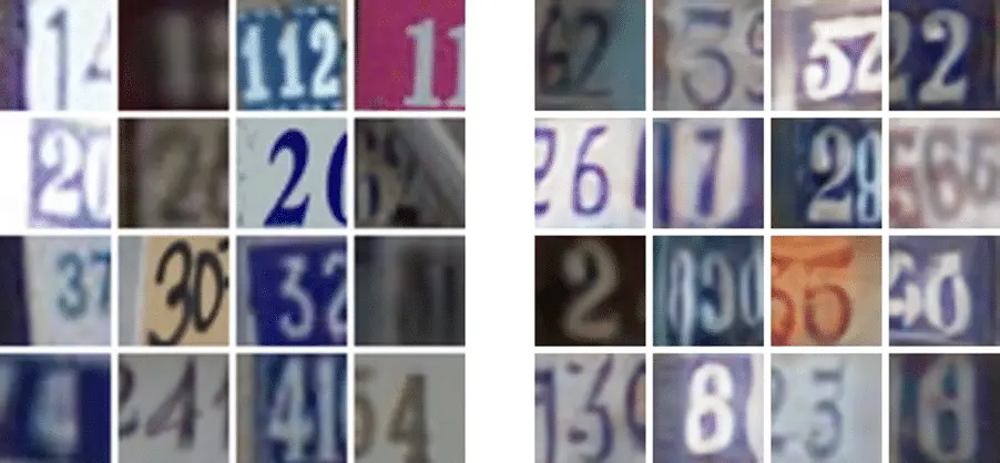 Grelha de fotografias de números de porta.