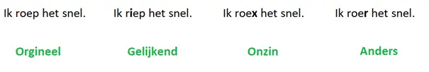 Vier varianten van dezelfde zin, geordend van origineel tot onzin.