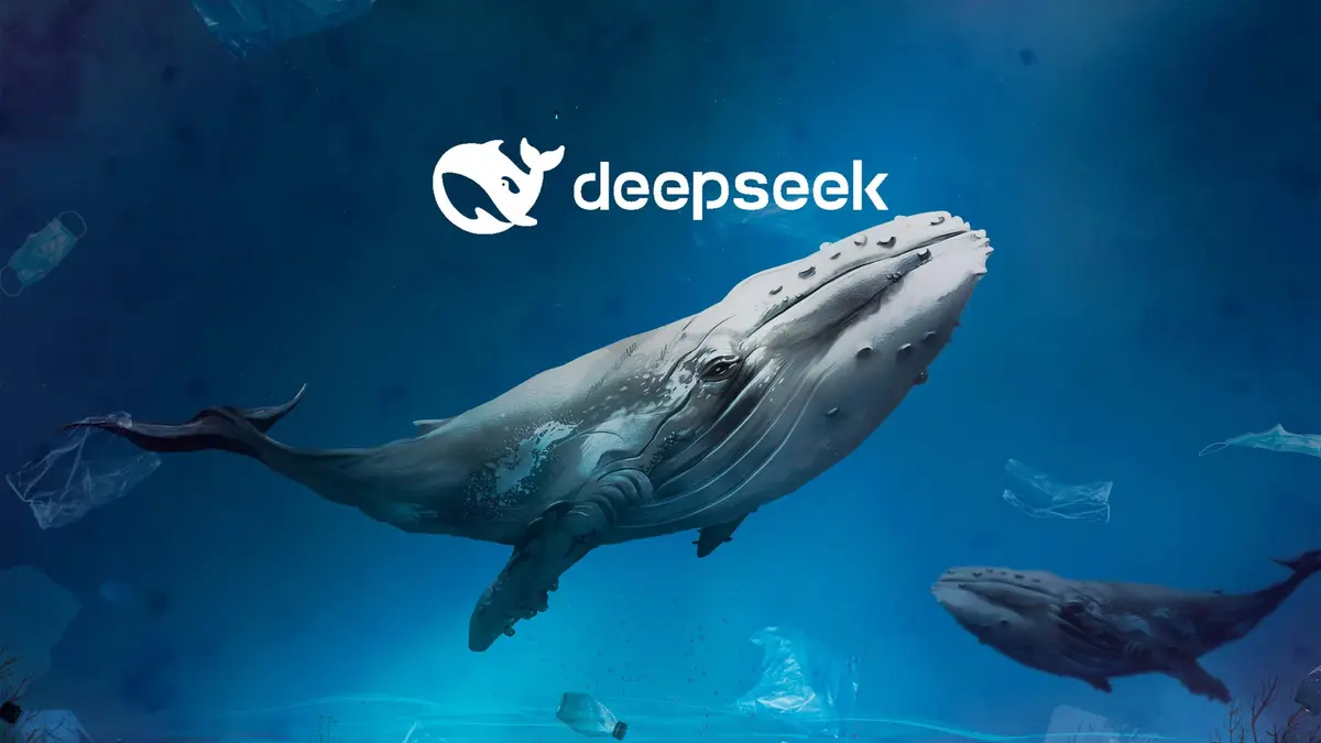 Logótipo da DeepSeek com uma baleia debaixo de água.